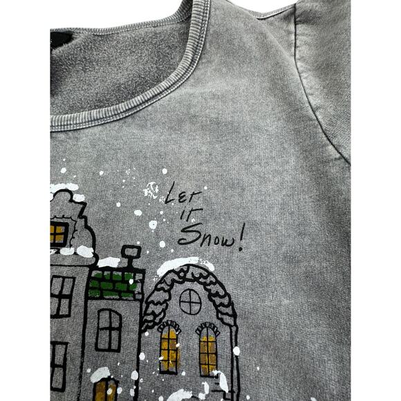 Ali Miles Dog Lovers Holiday Christmas City Scene Cotton Top Women's Size 2X - Picture 7 of 11